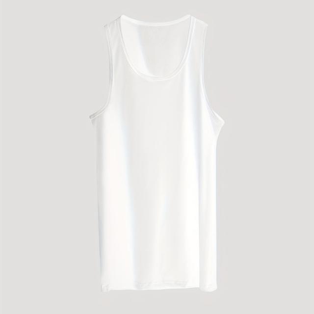 TEMU Single-pack Men's Vest Sports Fitness Slim- Layer Shirt Round Neck Casual Solid Color Thin Style