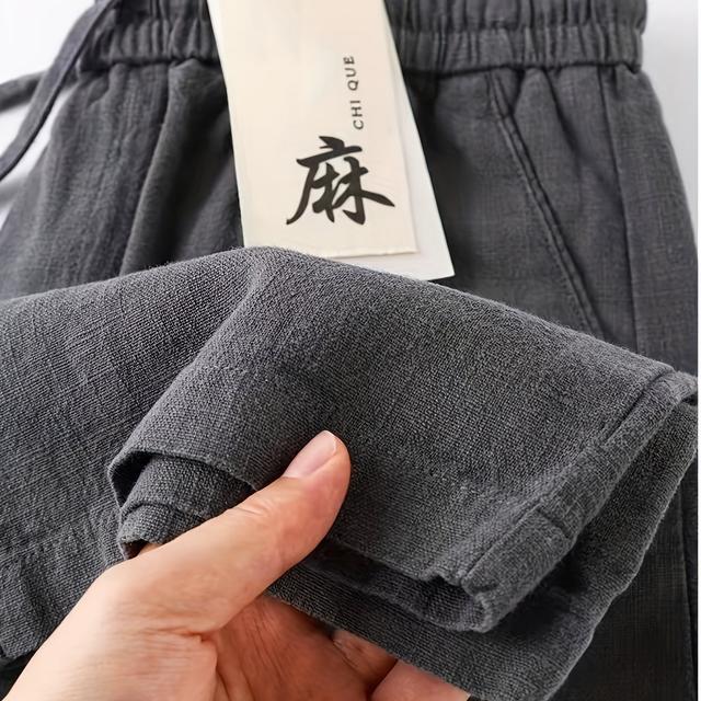TEMU 2025年夏 ベストセラー メンズリネンパンツ 軽量 ゆったりフィット プラスサイズ ド カジュアル スリミング おしゃれ 通勤用 薄手 メンズパンツ リネントラウザー
