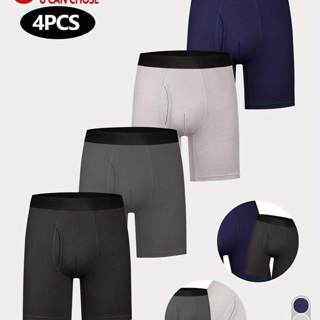 TEMU 4pcs Set Of Men's Long Flat-crotch Underpants