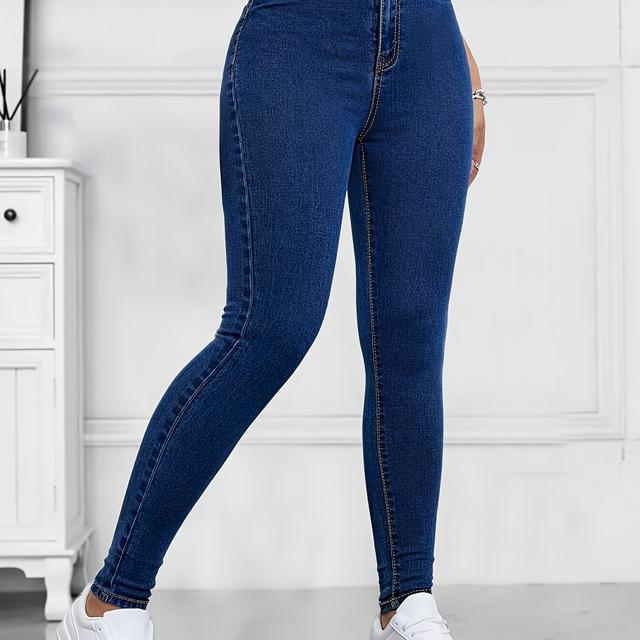 TEMU Jeans skinny femininos elásticos e modernos azuis