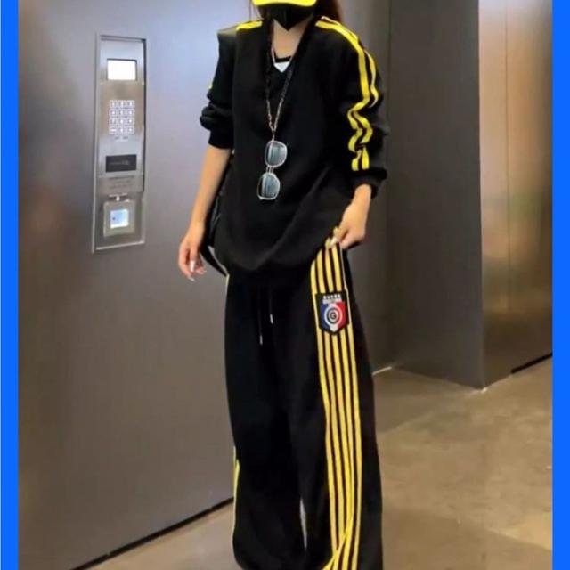 TEMU プラスサイズ、2026年秋冬新作：プラスサイズレディース服、日韓スタイルトレンディなゆったりカジュア - 新作秋/春レディースゆったりスウェットシャツ＆ワイドレッグパンツ2点セット