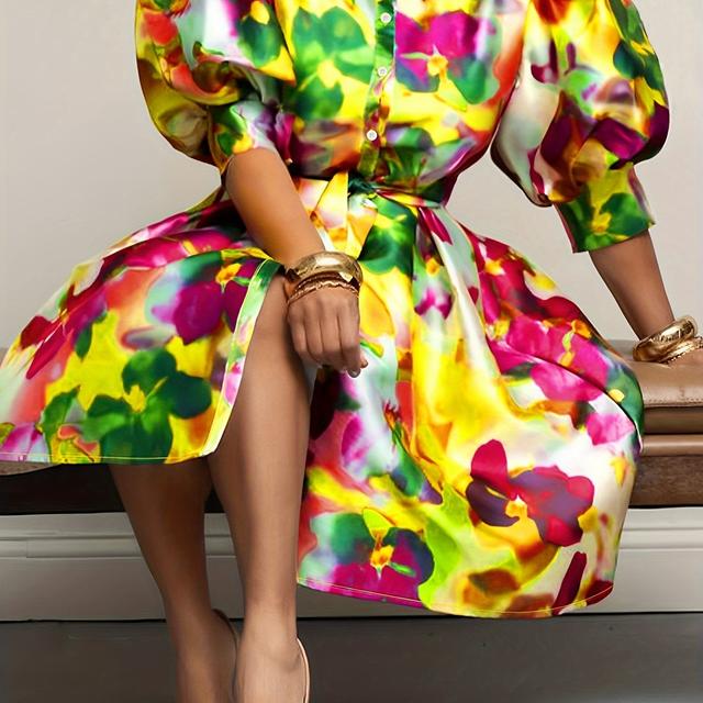 TEMU Plus Size, Plus Size Dames Mode Gedrukte Shirtjurk HRA046