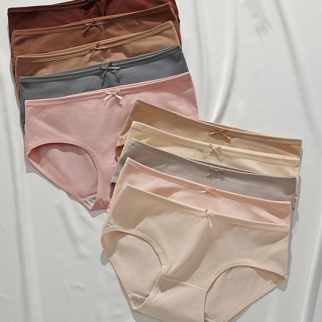 TEMU 10pcs Solid Color Low-'s Panties, Comfortable Breathable Seamless Briefs, Female Underwear