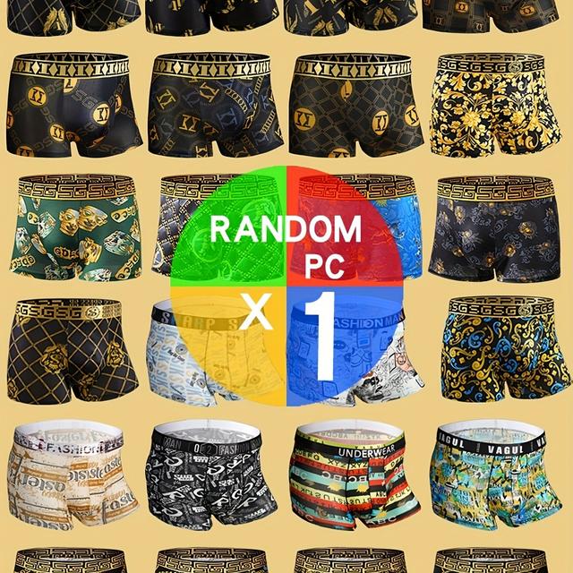 TEMU Assorted 1/5 Black And Boxes Containing Men's Boxer Shorts Made From Summer-friendly, Ultra-thin, Breathable, Quick-dry Fabric, With A Leopard Rainbow Pattern