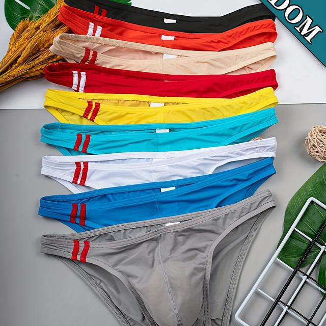 TEMU 6pcs Men's Quick-dry Underwear - High-elasticity Breathable U-shaped Fit Semi-sheer Boxer Briefs, Soft Summer Casual Underwear With Assorted Solid Color For Daily Wear