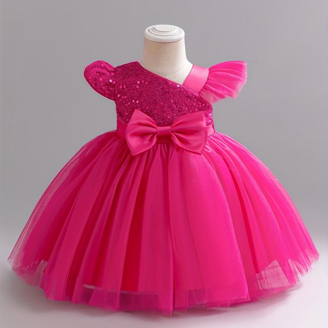 TEMU robe tutu à paillettes en pour filles, avec manches et un nœud, parfaite pour les événements et robe de d'