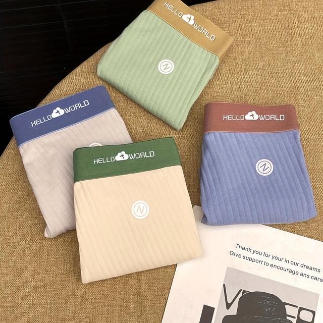 TEMU 4-pc Men's Underwear, Youth And Middle-aged Boxer Briefs, Breathable Personalized Waistband, Boxer Briefs For Men