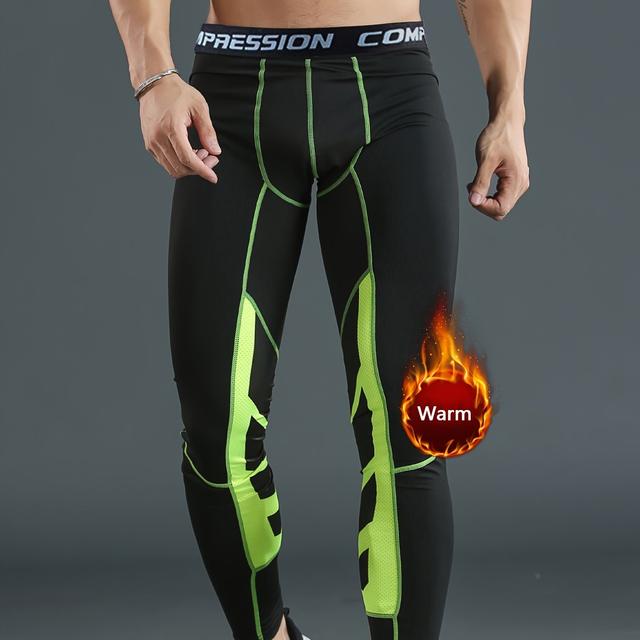 TEMU Men's Thermal Thickened Running Pants Compatible For Basketball Training, Quick-dry Athletic Wear With - Machine Washable Weather Sports Pants