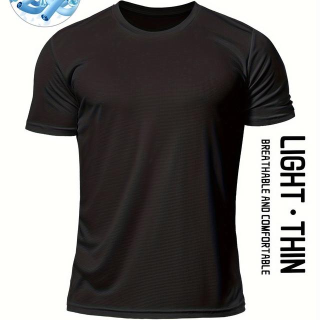 TEMU Middle Eastern Men's Sports T-shirt, Quick- Breathable Fitness Running Fashion Casual Lightweight Moisture-wicking Short Sleeve