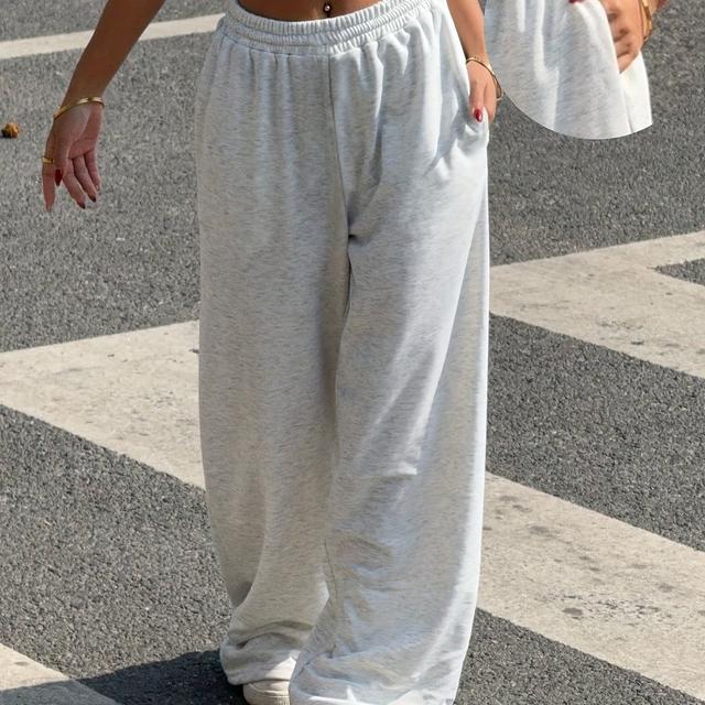 TEMU Women's Casual Solid Color Elastic Waistband Sweatpants