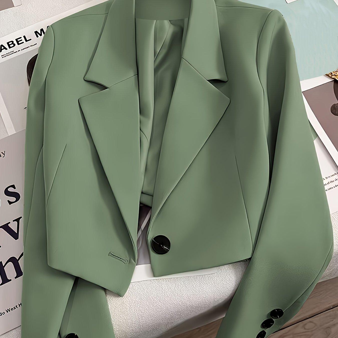 TEMU Short Blazer For Women Petite 2024 Spring And Autumn Emerald Green New Style Versatile Small Suit Trendy Woman