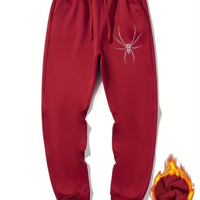 TEMU Fashion Spider Pattern Print Men' Color Joggers With , Drawstring Comfy Casual Trousers For Outdoor Jogging, Walking, Men's Clothing