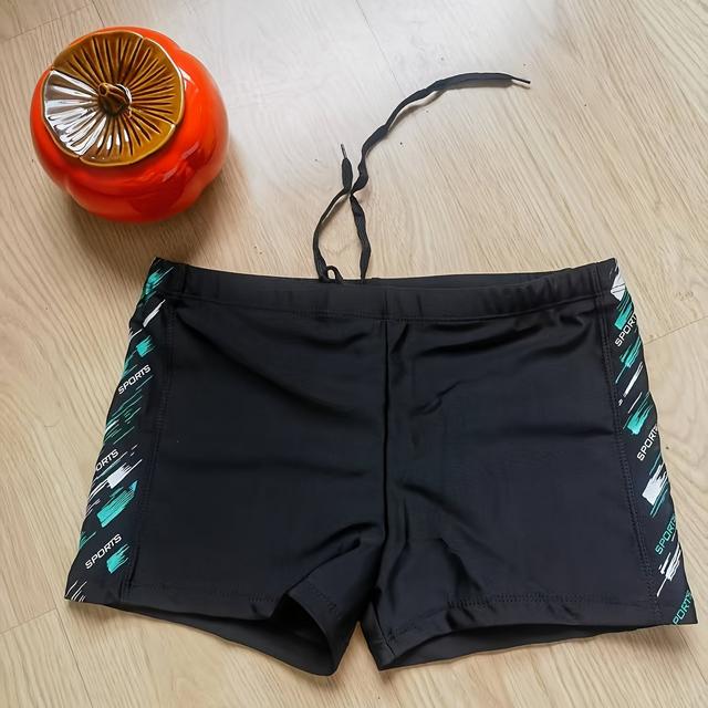 TEMU Men' Elastic Drawstring Contrast Color Swim Trunks