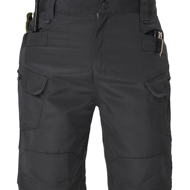 TEMU Homug Men's Tactical Cargo Shorts - Summer Quick Dry Workout Shorts With Multi-pockets, 100% Polyester, Non-stretch Woven Fabric, Regular Fit, Solid Color, For Adult - 200g/m²