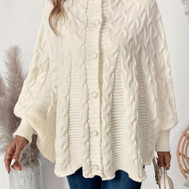 TEMU Hochgeschlossener Cardigan mit Fledermausärmeln, Einfacher Eleganter Französischer Stil mit Feiner Zopfmusterung, Weicher Warmer Stoff, Vielseitiges Stück für Pendeln, Partys im Herbst Winter