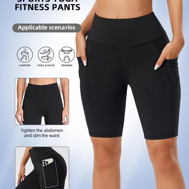 TEMU Pantalones cortos deportivos de mujer para y verano con bolsillo lateral, cordón ajustable, cómodos, transpirables y de elasticidad para ciclismo, yoga y actividades al aire libre