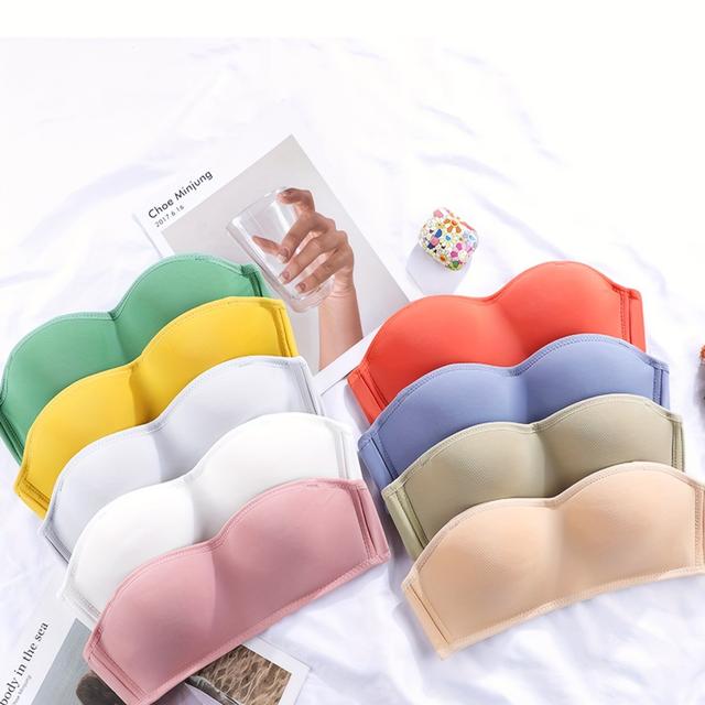 TEMU 3pcs Seamless 1 Color Set Women's Bra Nylon Nonwired Comfortable Ladies Underwear Y109