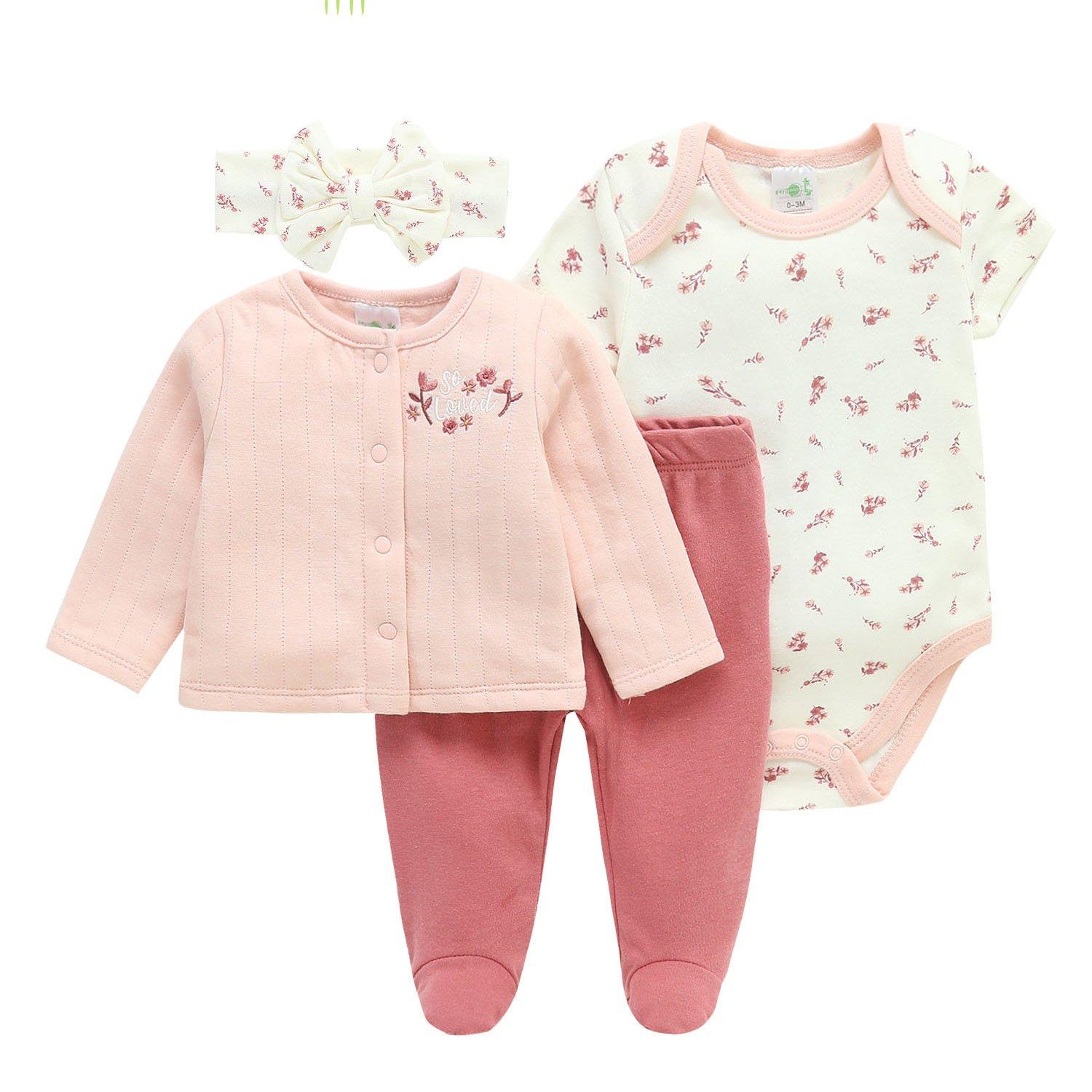 TEMU Conjunto de Piezas para Bebé: Romper, Camiseta de Larga y Pantalones con Bordado Floral, Ideal para Exteriores