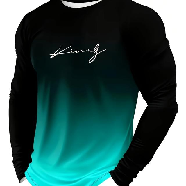 TEMU Black - Green Gradient Long - Sleeve, Hand - Written Font, Simple Gradient, Fashionable And Individual.