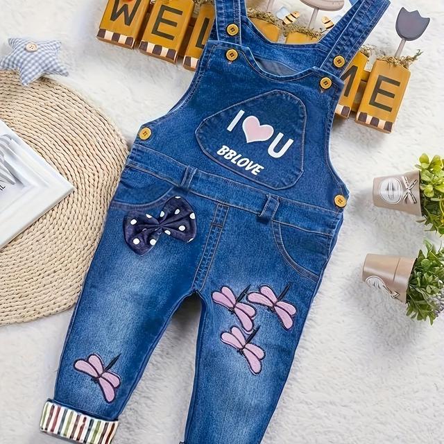 TEMU Toddler Baby Girls Cute Pattern Overalls For Spring And Autumn
