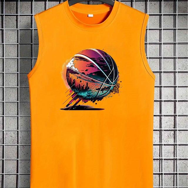 TEMU เสื้อกล้ามสำหรับผู้ชายที่มีลายพิมพ์สวยงาม ที่มีคอกลม ที่เหมาะสำหรับใส่ในช่วงฤดูร้อนและใส่ในโอกาสที่ผ่อนคลาย