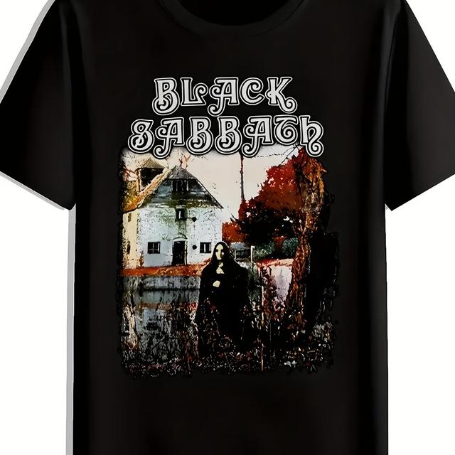 TEMU 1pc 100% T-shirt For Men With Graphic Design- "" Print, Round Neck Short Sleeve, Summer Top, , Clothing, Clothing| Vintage Rock Design| Durable Fabric, Rock Band, Plus Size