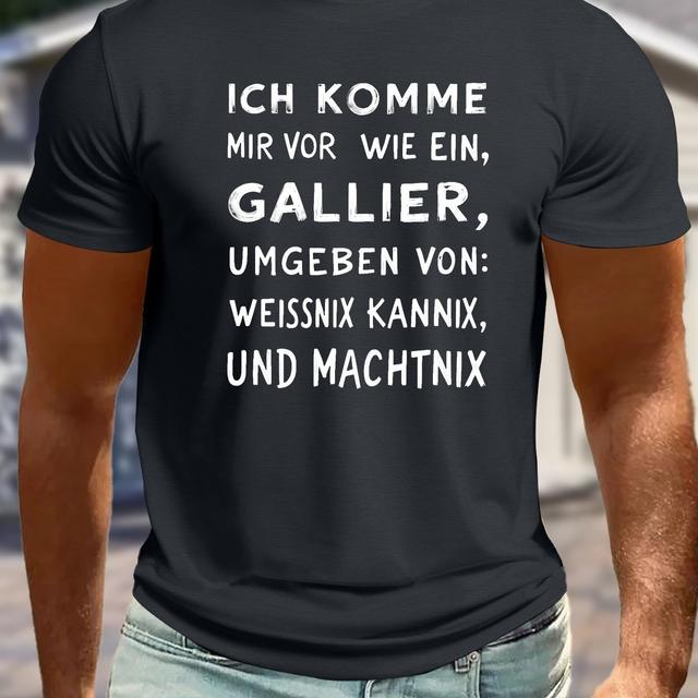 TEMU Herren-Plus-Größe Deutsche Text T-Shirt - "Ich Mir Vor Weisn" Grafik-Tee mit GALLIER-Design, lässiger Rundhalsausschnitt, kurze Ärmel, Sommerkleidung, Deutsche Sprache, PLUS SIZ