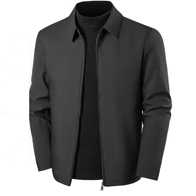 TEMU Chaqueta de hombre elegante, casual y de negocios con solapa, largas, color liso, ligera y a , ideal para primavera y otoño, perfecta para o salidas informales