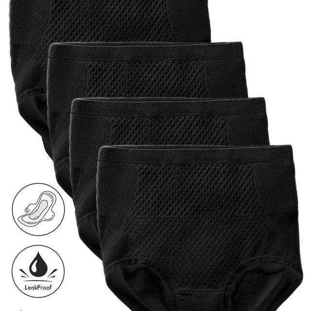 TEMU 4pcs Women's High-waisted Period Panties - Breathable, Leak-proof, Comfortable & Stylish Underwear With Elegant Design, Perfect For Menstrual Hygiene, Menstrual Underwear | Elegant Underwear |