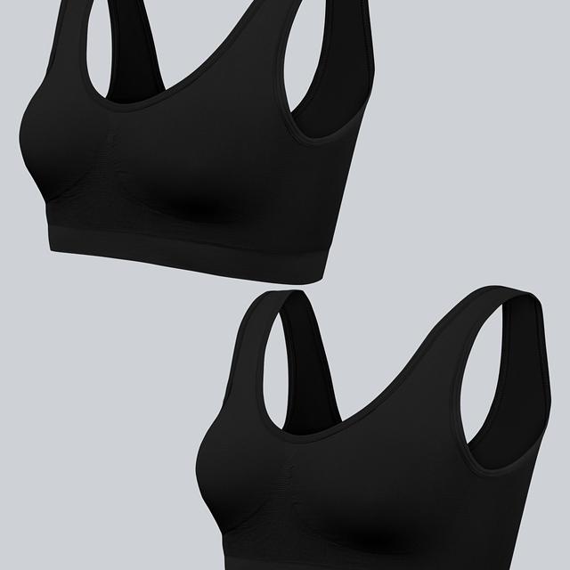 TEMU 2pcs Sujetadores Deportivos Sin Costuras para Mujer - Cobertura Completa (para Uso) Adecuados para Gimnasio, de Elasticidad, Ropa Interior de Color Sólido Lavable a