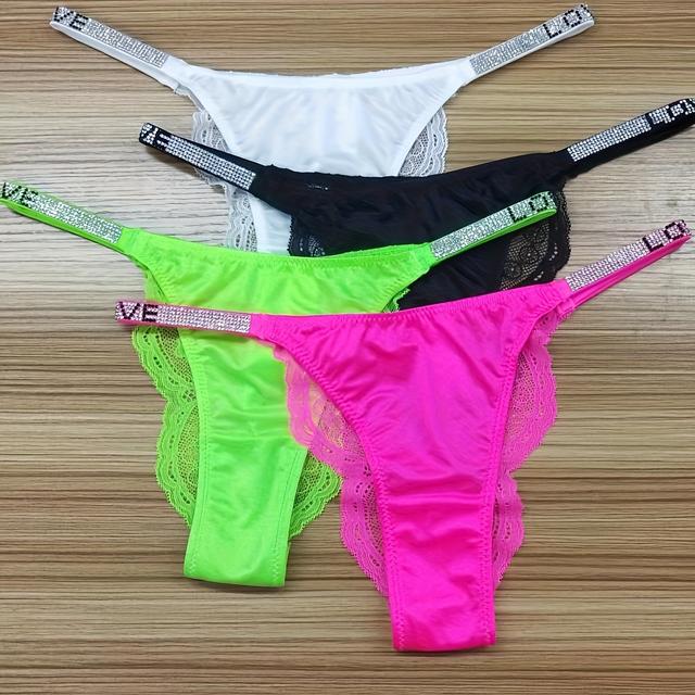 TEMU 4 Culottes Basses Sexy à Strass Style Européen pour Femmes