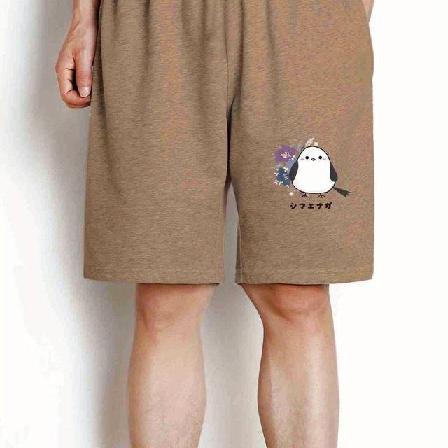 TEMU メンズスポーツショーツ長尾シジュウカラ 野鳥 桜の花 春の北海道 イラスト かわいい