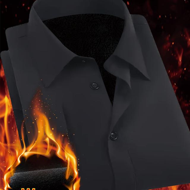 TEMU Heren overhemd met textuur en revers - gevoerd en verstevigd model lange mouwen, herfst- en winterseizoen bovenlichaam overhemd, geschikt voor casual en outdoor