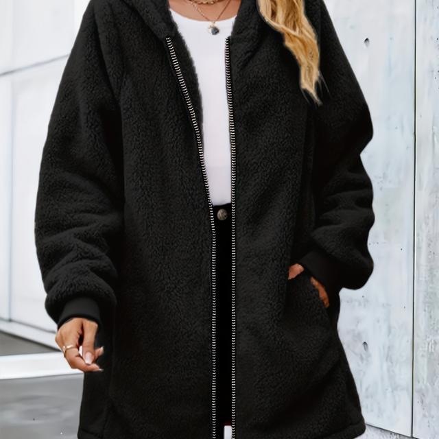 TEMU 플러스 사이즈 - 플러스 사이즈 신상 가을/겨울 패션 단색 따뜻한 플러시 코트 여성용
