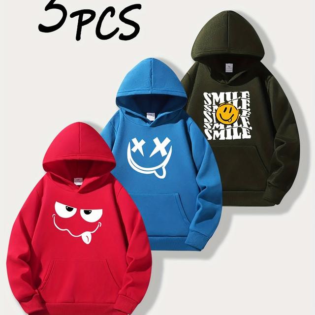 TEMU Boys And Youth Casual Printed Pattern Hoodie 3pcs