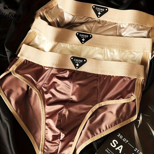 TEMU 3-pack Fashion Men's Mid-waist Plus Size Briefs | Ice- Fiber Fabric, Comfortable, Breathable, And Durable For Daily And Formal Occasions