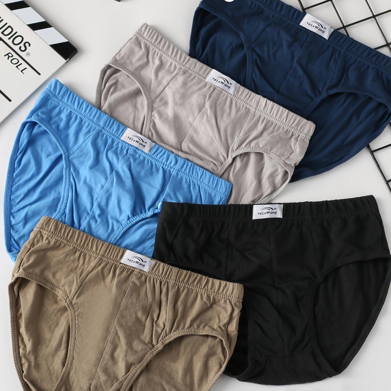 TEMU European And American Men' Color Cotton Briefs, 5pcs, Men's Underwear For Daily Casual Wear