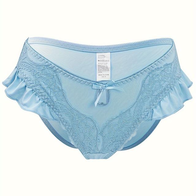 TEMU Sweet Lace Trim Panties, Breathable & Comfy Bow Intimates Panties, Women's Lingerie & Underwear For Fall & Winter