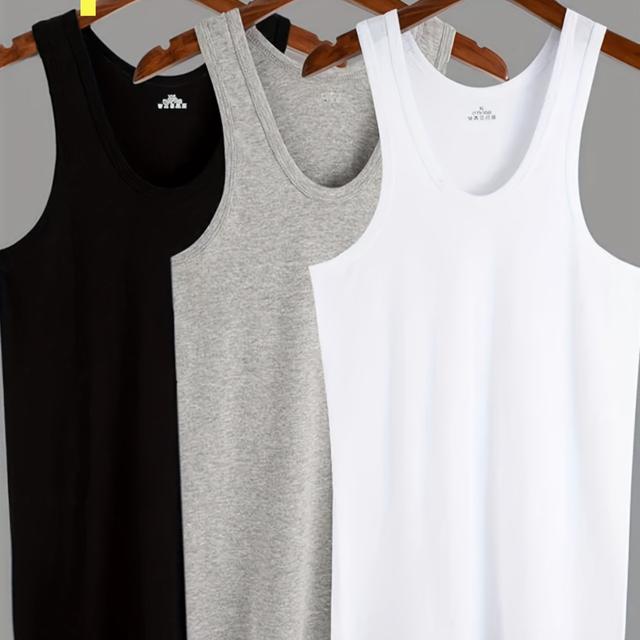 TEMU Ensemble de 3 débardeurs pour hommes, style américain, sous-vêtements de sport extensibles pour toutes les , coupe slim, respirants et moulants