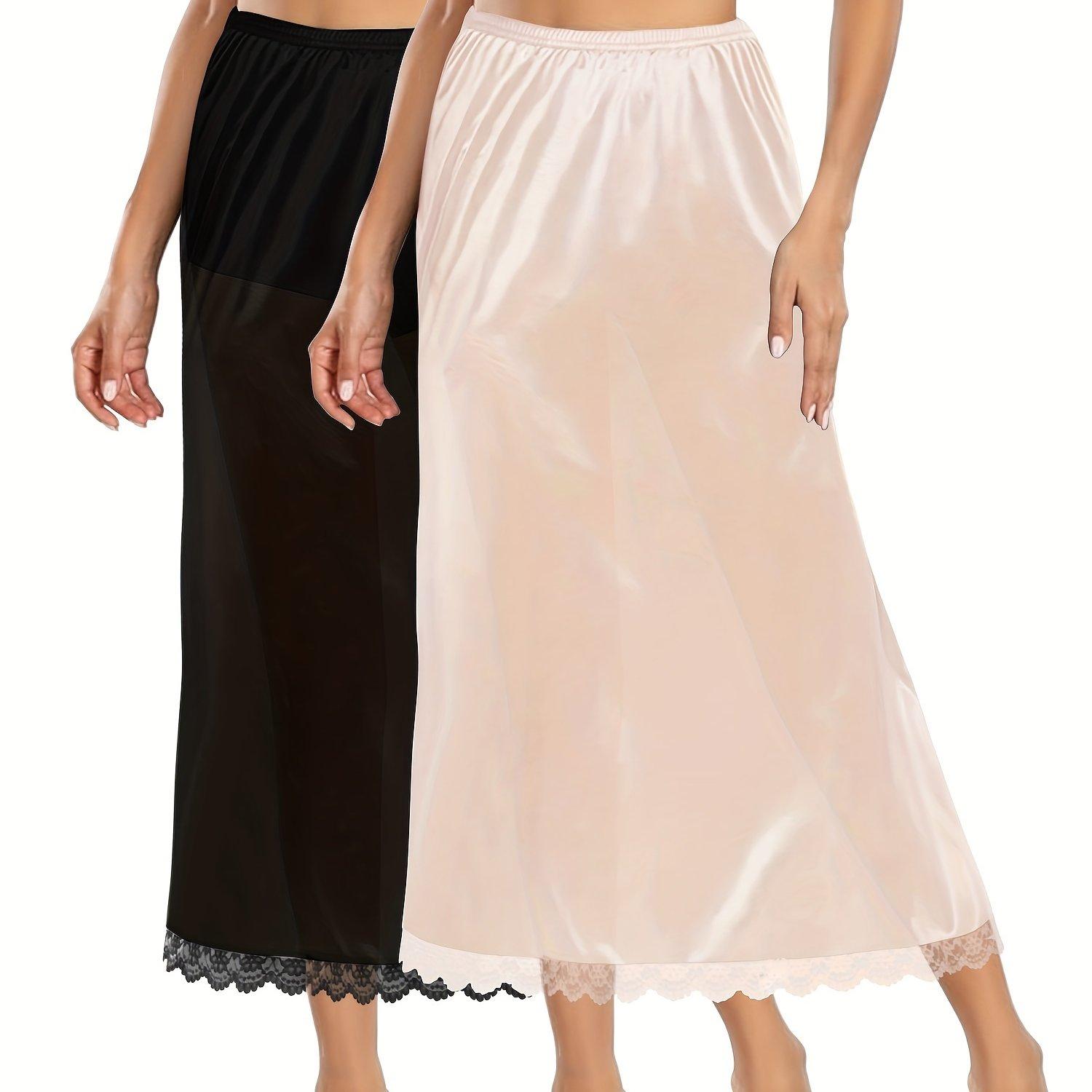 TEMU Conjunto de dos piezas para mujer que una falda con ribete de encaje y un camisón transpirable con cintura elástica