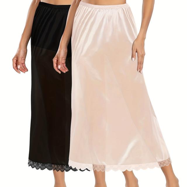 TEMU Conjunto de dos piezas para mujer que una falda con ribete de encaje y un camisón transpirable con cintura elástica