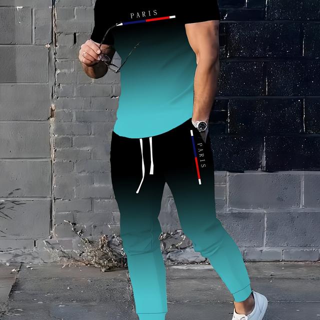 TEMU Ensemble sportif simple pour homme, 2 pièces - T-shirt manches courtes et pantalon long, confortable