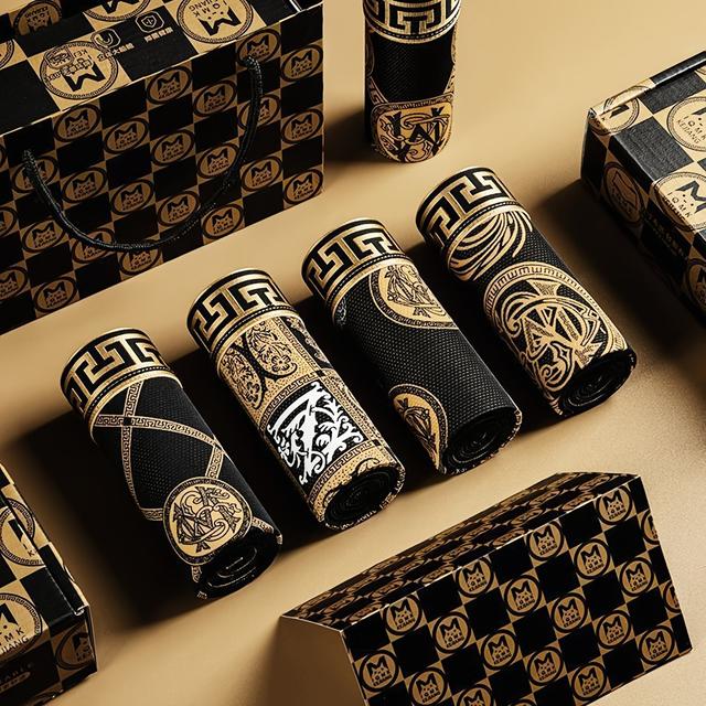 TEMU 5pcs 's Black And Golden Flat Front Fashion Knight Print Soft Comfortable Breathable Boxer Briefs