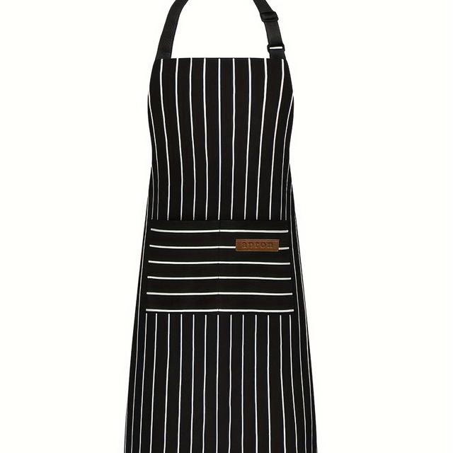 TEMU 1pc Polyester Apron For Kitchen & Milk Tea Shops - Solid Color, Tie-, Non-stretch Fabric