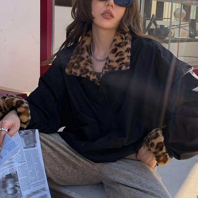 TEMU 여성용 우아한 루즈핏 재킷 - 긴소매 아우터웨어 코트, 세탁기 사용 가능 겨울 자켓, 데일리 & 포멀 이벤트용, 시크한 추위 방지 코트, 캐주얼 패션, 프린트 내부