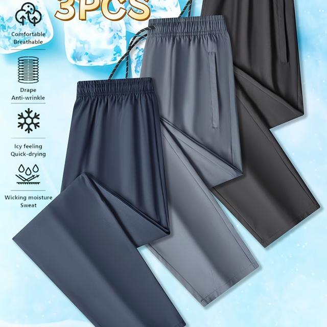 TEMU กางเกงขายาวกีฬากลางแจ้งผู้ชาย, กางเกงจ็อกกิ้ง, กางเกงลำลองทรงตรงระบายอากาศได้ดี, น้ำหนักเบาเย็นแห้งเร็วสไตล์พร้อมกระเป๋าซิปซ่อน, กางเกงสีพื้นสำหรับฤดูใบไม้ผลิ, ฤดูใบไม้ร่วง และฤดูร้อน