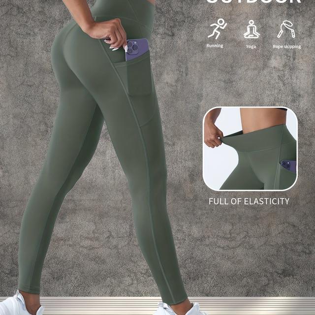 TEMU [] High-waist Stretchy Yoga Leggings For Women - Butt Lifting, Slim Fit, High Elasticity, Breathable Polyester Blend, Solid Color, Yoga & Outdoor Activities