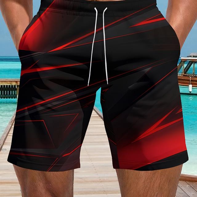 TEMU Men's Summer Breathable Shorts With A Fashionable Print And Drawstring, Casual Regular Shorts For Comfortable And Summer.
