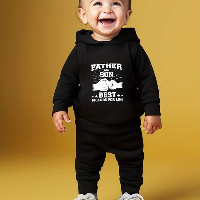 TEMU Baby's 2pcs "" Outfit, Hoodie & Pants Set, Baby Boy's Clothing, As Gift, Outdoor Cloth