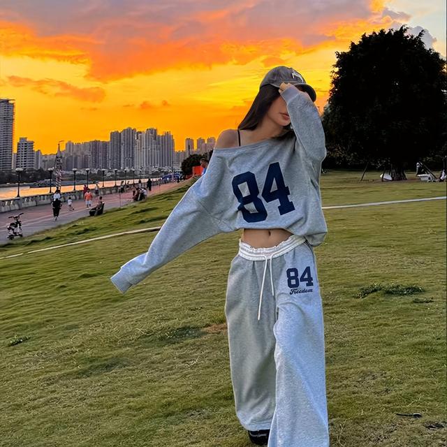 TEMU Yudomi Asymmetrical Neck Shirt And Jogger Set For Women, Spring/autumn